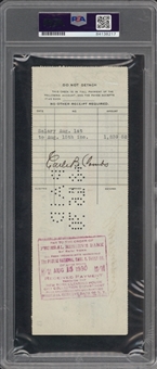 1930 Earle Combs Signed New York Yankees Payroll Check (PSA/DNA)